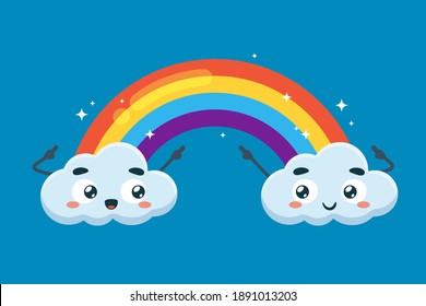 The clouds and the rainbow. Isolated Vector Illustration