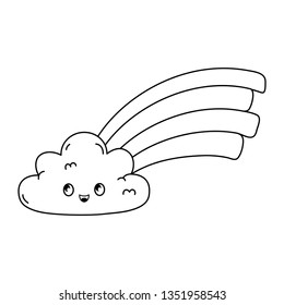 clouds and rainbow kawaii characters