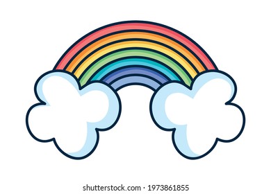 clouds and rainbow on background