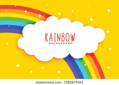 clouds and rainbow on yellow background