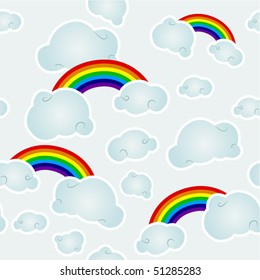 clouds and rainbow pattern
