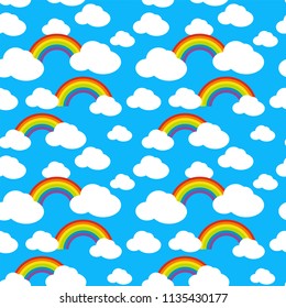 Clouds rainbow Seamless pattern