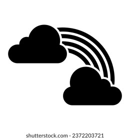 Clouds and rainbow solid icon. Irish St. Patrick Day symbol of luck glyph style pictogram on white background. Lucky rainbow for mobile concept and web design. Vector graphics