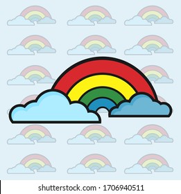 clouds and rainbows, kids wall decor, kids room art, nursery decor, print, new baby gift, ilustration