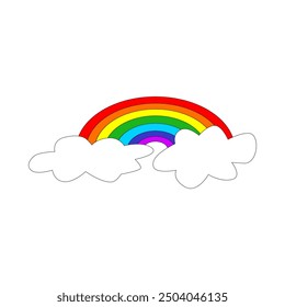 clouds and rainbows. vector rainbow. simple illustration. flat style. cartoon style. cheerful theme. weather theme. funny
