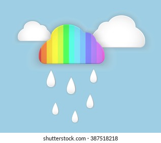 Clouds With  Rainbow,Vector Illustration