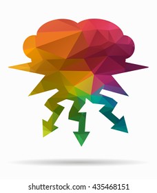 clouds and rays poly icon
