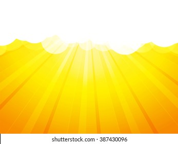 clouds with rays yellow background