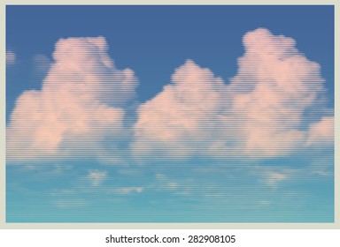clouds, retro engraving style. design element. vector illustration