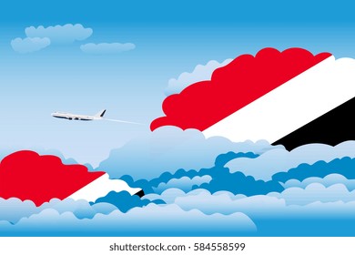 Clouds with Sealand, Principality of Flags, Aeroplane Flying