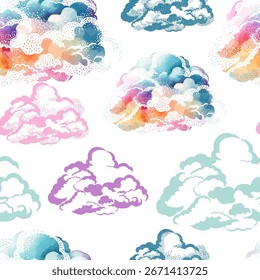 Wolkenloser Hintergrund. handgezeichnet. Nicht AI, Vektorgrafik.