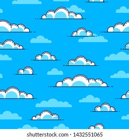 Clouds seamless background, weather and outdoors, cloudscape sky, vector wallpaper or web site background.