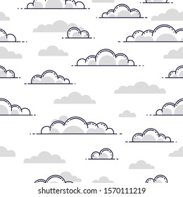 Clouds seamless background, weather and outdoors, cloudscape sky, vector wallpaper or web site background.