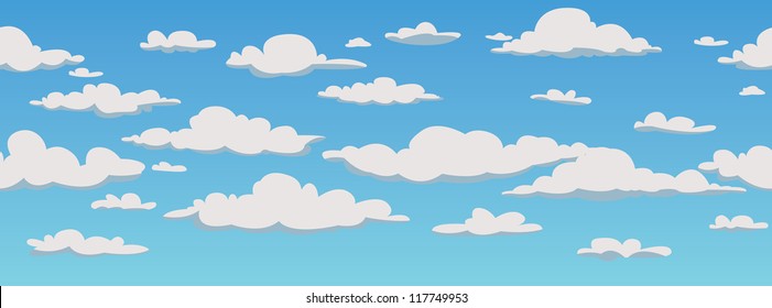 Nuvens, fundo padrão sem costura, ilustração vetorial