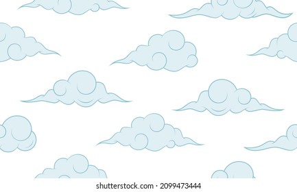 Clouds seamless pattern. Clouds collection chinese style.