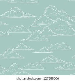 Clouds seamless pattern hand-drawn illustration