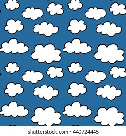 Clouds seamless pattern hand-drawn illustration