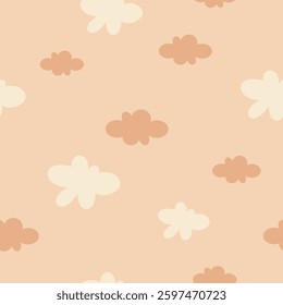 Clouds seamless pattern. Minimalist pastel hand drawn vector design in flat style	