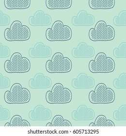 clouds. seamless pattern.hand drawn vector illustration, can be used for kid's or baby's shirt design, fashion print design, fashion graphic, t-shirt, kids wear