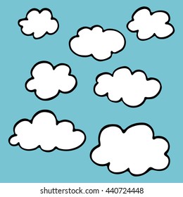 Clouds seamless set hand-drawn illustration