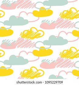 Clouds seamless vector baby pattern.