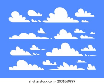 Clouds set. Blue sky cartoon for landscape.