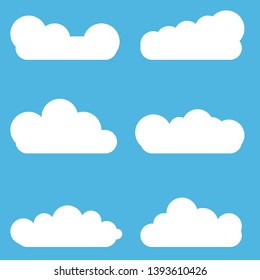 Clouds set . Blue sky with white clouds. Simple cute cartoon design. 