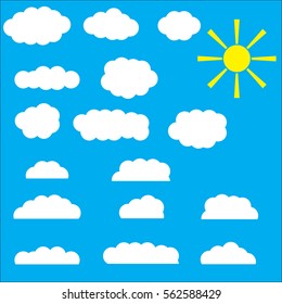 Clouds set in cartoon style.