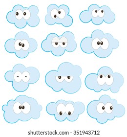 clouds set with different emotions Vector