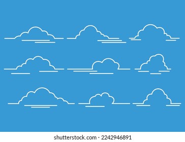 clouds set. hand drawn style. minimalist illustration