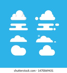 Clouds set icon on blue background. Vector in flat design