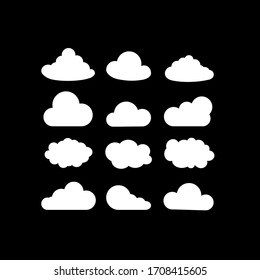 Clouds Set icon in white on an isolated black background.EPS 10 vector