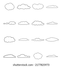 Clouds set icons in outline style isolated on white background