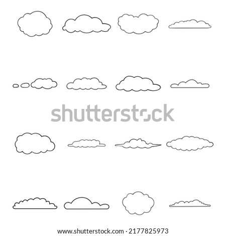 Clouds set icons in outline style isolated on white background