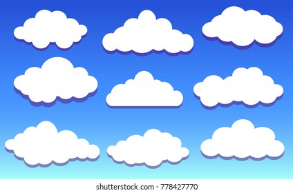 Clouds set isolated in blue sky , vector  illustration, background, flat design , eps10