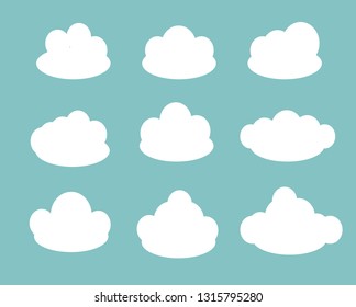 Clouds set isolated on blue background.Collection of clouds for web site,poster,placard and wallpaper. Creative modern concept. Clouds vector illustration - Vector