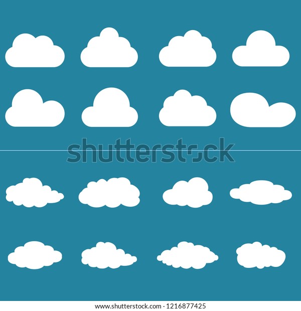 雲設定在藍色背景上隔離 雲的網站 海報 標語和壁紙的集合 創意現代概念 雲向量插圖庫存向量圖 免版稅