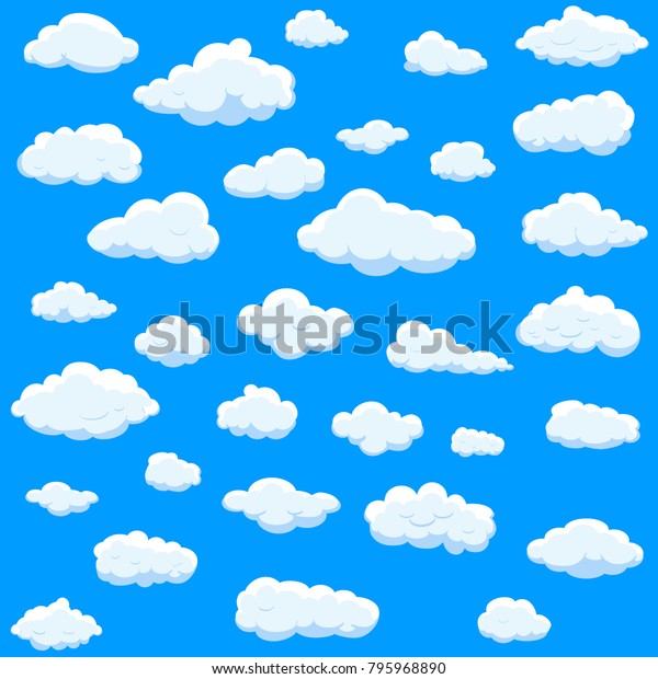 雲朵設置在藍色背景上隔離 雲端的網站 海報 標語和壁紙的集合 創意現代概念 雲向量插圖庫存向量圖 免版稅