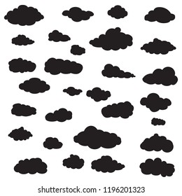 Clouds set isolated on white background. Collection of clouds for web site, poster, placard and wallpaper. Creative modern concept. Clouds vector illustration