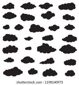 Clouds set isolated on white background. Collection of clouds for web site, poster, placard and wallpaper. Creative modern concept. Clouds vector illustration