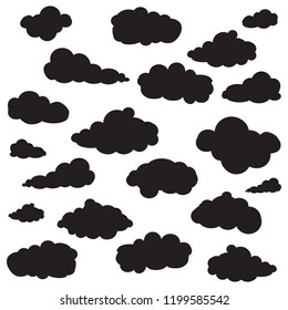 Clouds set isolated on white background. Collection of clouds for web site, poster, placard and wallpaper. Creative modern concept. Clouds vector illustration