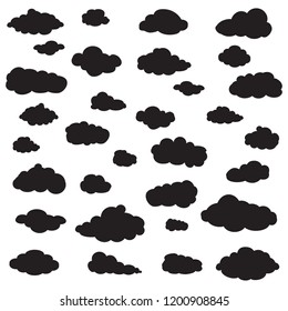 Clouds set isolated on white background. Collection of clouds for web site, poster, placard and wallpaper. Creative modern concept. Clouds vector illustration