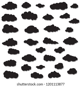 Clouds set isolated on white background. Collection of clouds for web site, poster, placard and wallpaper. Creative modern concept illustration