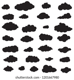 Clouds set isolated on white background. Collection of clouds for web site, poster, placard and wallpaper. Creative modern concept. Clouds vector illustration