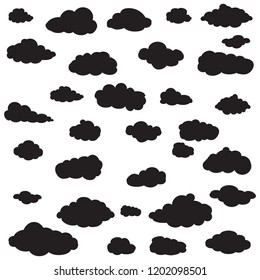 Clouds set isolated on white background. Collection of clouds for web site, poster, placard and wallpaper. Creative modern concept. Clouds vector illustration