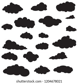 Clouds set isolated on white background. Collection of clouds for web site, poster, placard and wallpaper. Creative modern concept. Clouds vector illustration