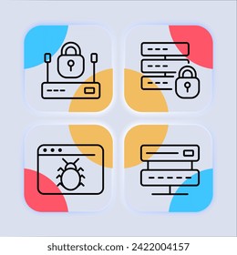 Clouds set line icon. Weather, temperature, rain, sun, cold, heat, frost. Glassmorphism style. Vector line icon for business and advertising