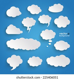 Clouds set on the blue background. Eps 10 vector file.