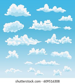 clouds set on sky cartoon vector illustration