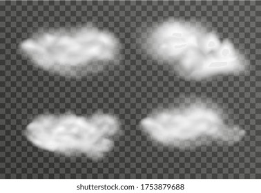 Clouds set on transparent background 3d realistic style. Vector illustration